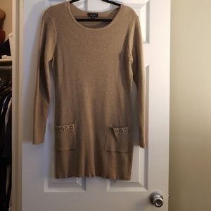 Tan Sweater Dress with Pockets